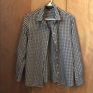 Blue gingham button up shirt